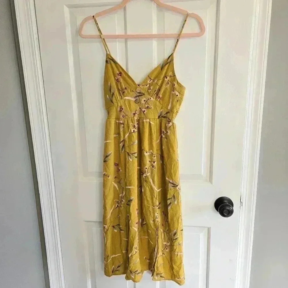 One Love Clothing Floral Midi Sundress with wood buttons Sz XS - Picture 3 of 9